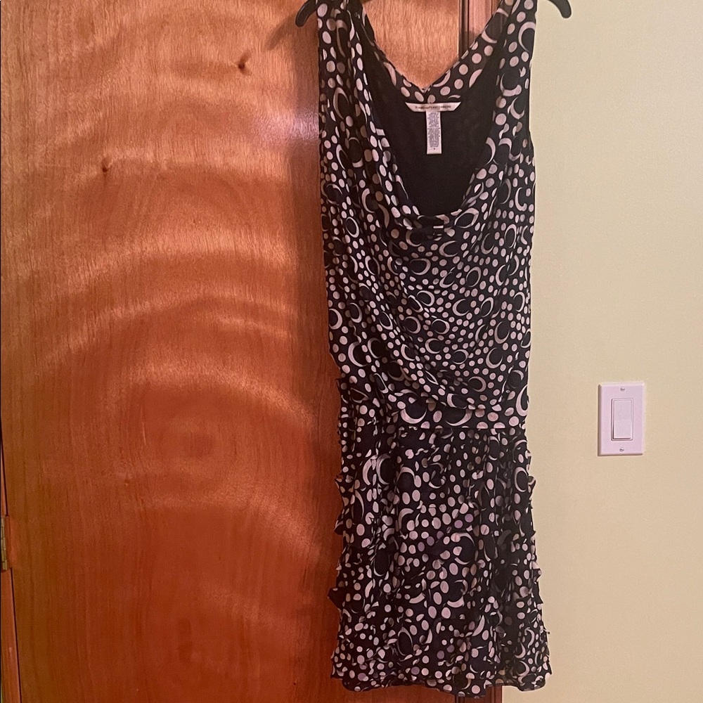 Navy and White Polka Dot Sleeveless Dress